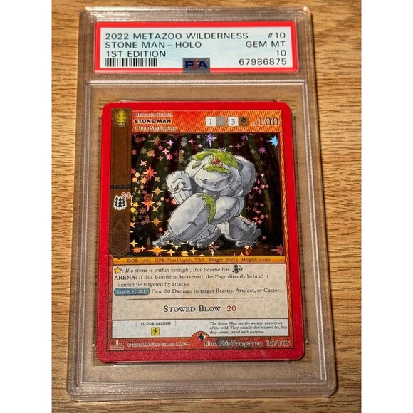 Other - Stone Man Full Holo 10/165‎ MetaZoo Wilderness 1st Edition PSA 10